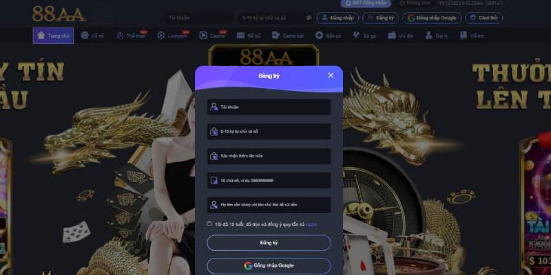 Các bước đăng ký 88AA